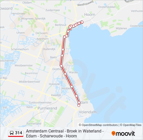 314 bus Line Map