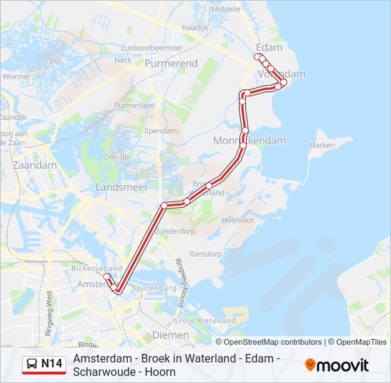 N14 bus Line Map