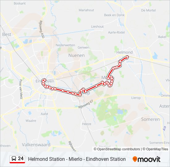 24 Route: dienstregelingen, en kaarten - Eindhoven Via (Bijgewerkt)