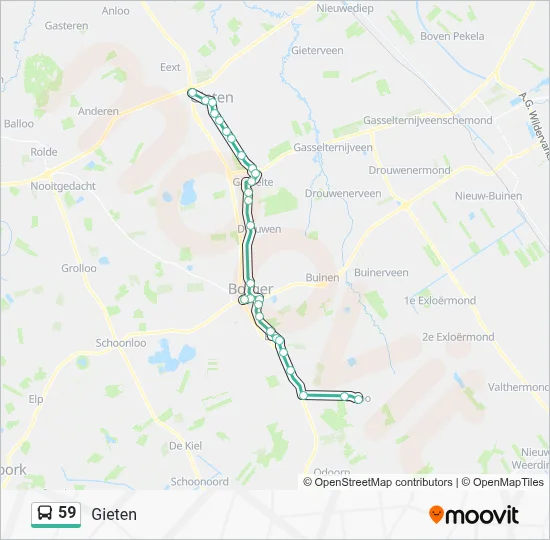 Bus 59 lijnkaart