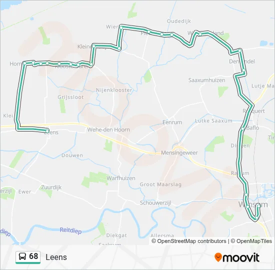Bus 68 lijnkaart