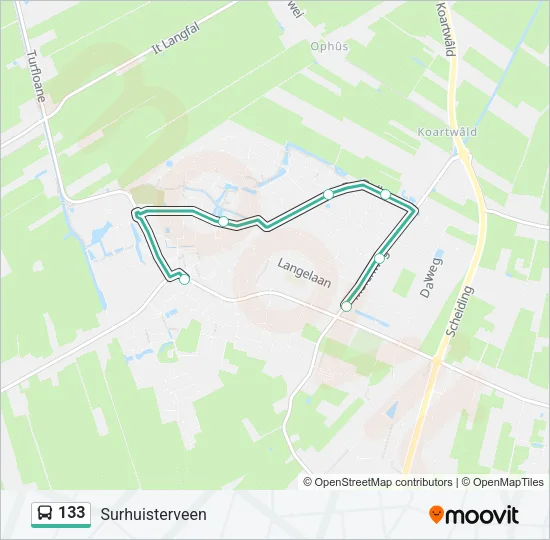 Buslinie 133 Karte
