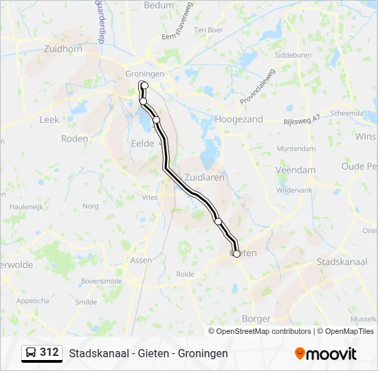 Bus 312 lijnkaart