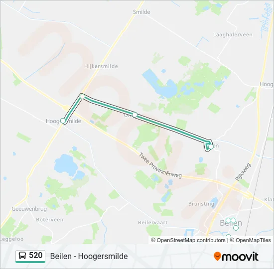 Bus 520 lijnkaart