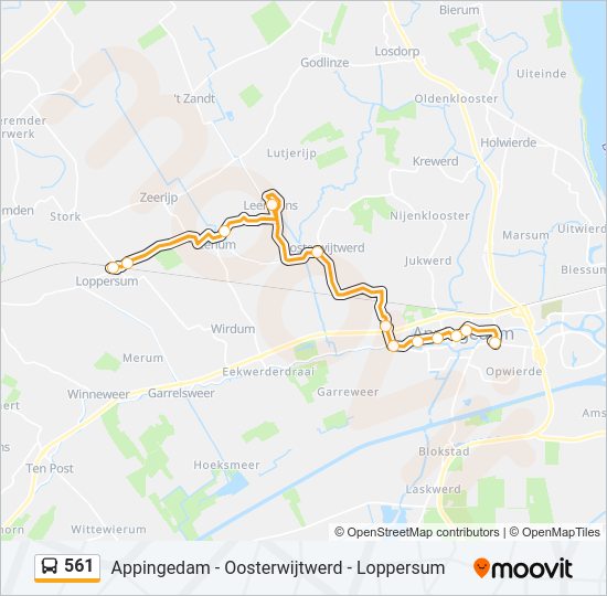 561 bus Line Map