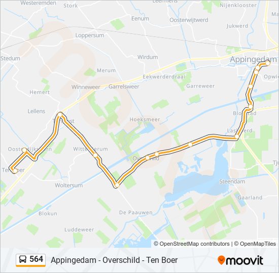 564 bus Line Map