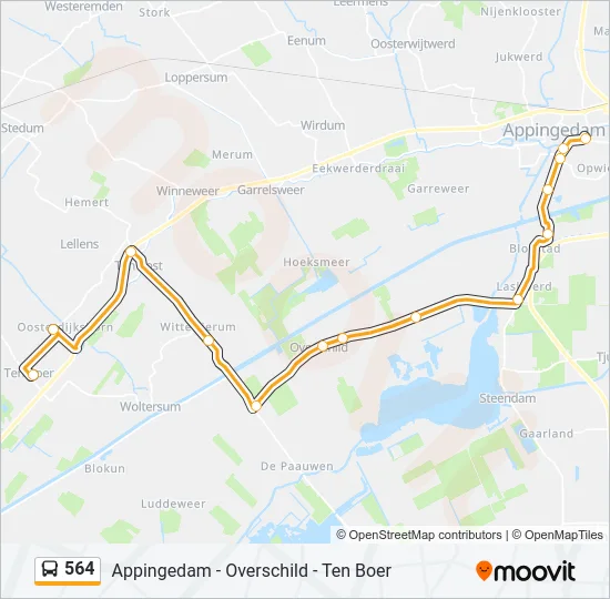 564 Bus Line Map