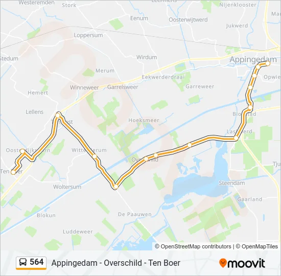 564 Bus Line Map