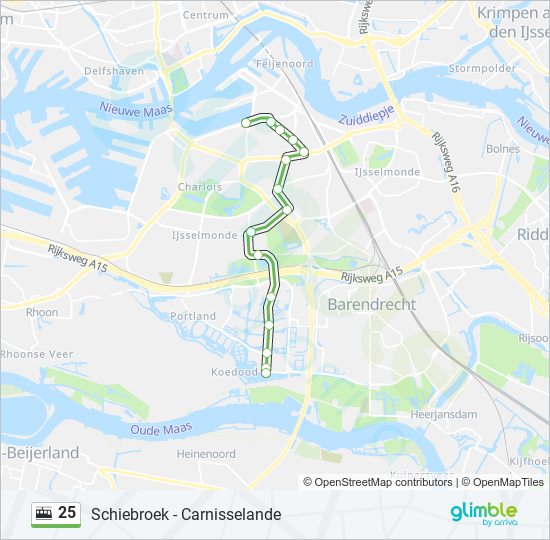 25 Route: Stops Maps - Carnisselande (Updated)