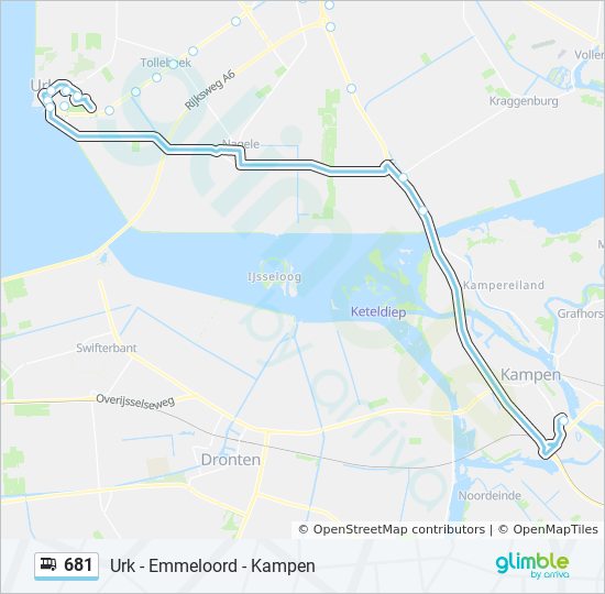 Verniel Persona Toepassen 681 Route: dienstregelingen, haltes en kaarten - Kampen Pieter Zandt