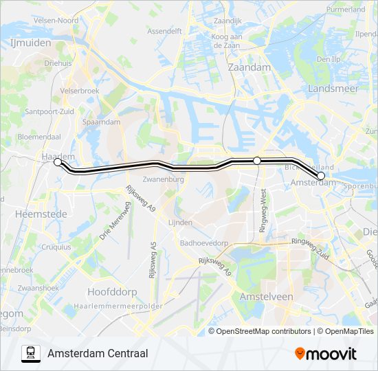 SNELBUS I.P.V. TREIN Train Line Map