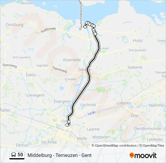 Bus 50 lijnkaart