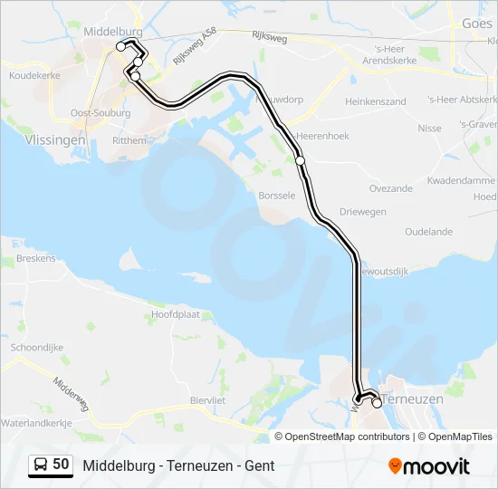 Bus 50 lijnkaart