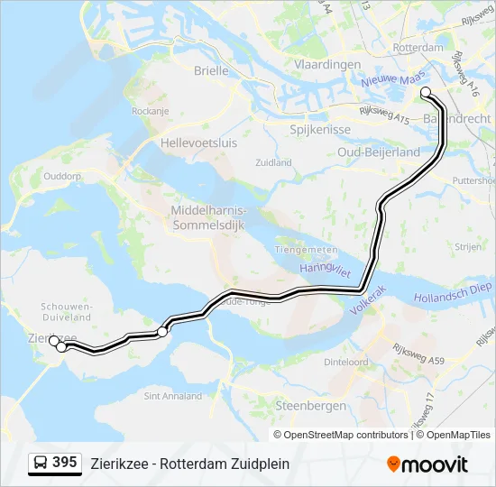 395 Bus Line Map