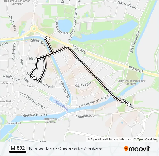 Bus 592 lijnkaart