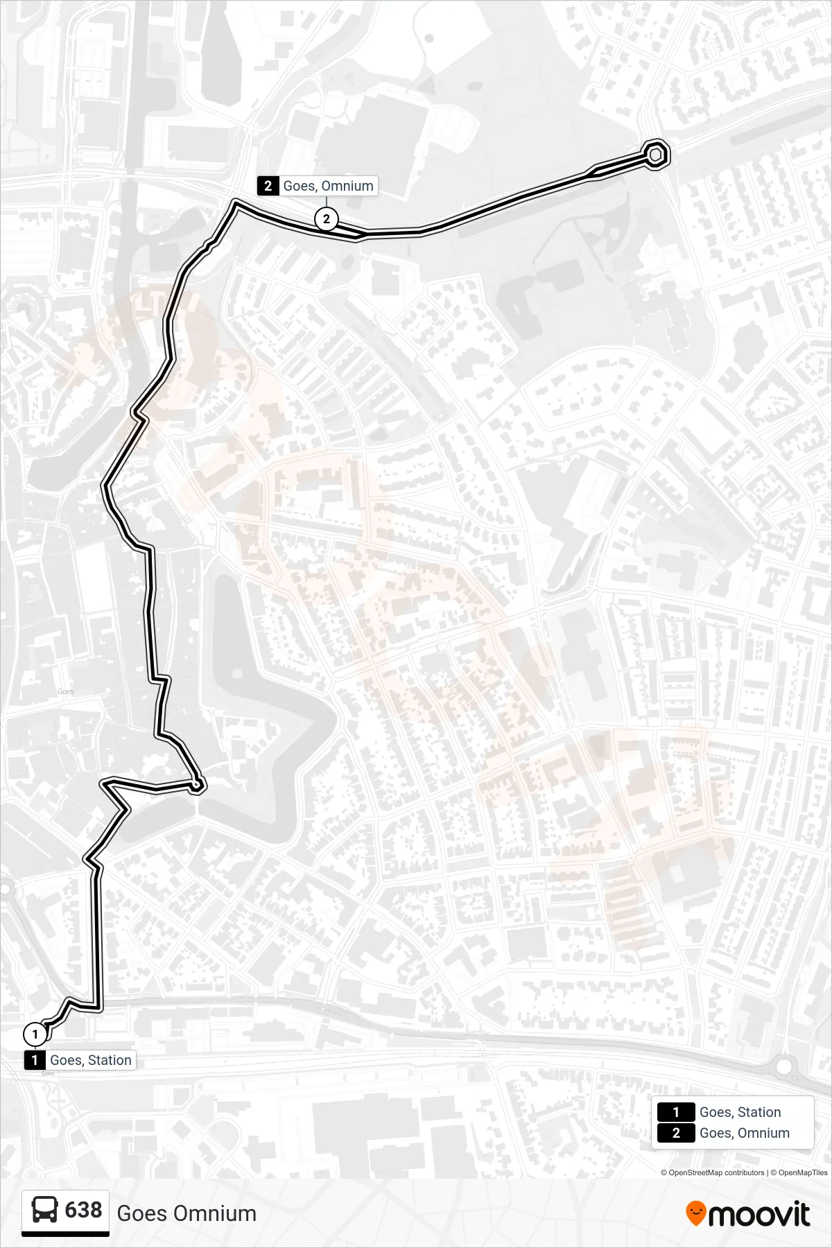 Lijn 638 (bus, Goes Omnium): route en haltes op de kaart