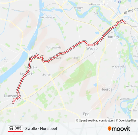 305 Bus Line Map