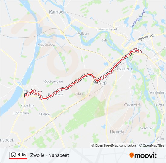 305 Bus Line Map