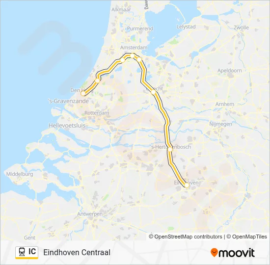 Trein IC lijnkaart