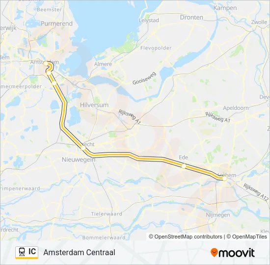 Trein IC lijnkaart