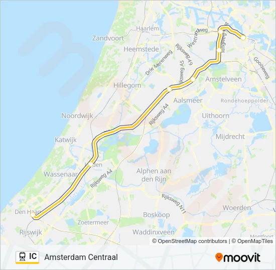 Trein IC lijnkaart