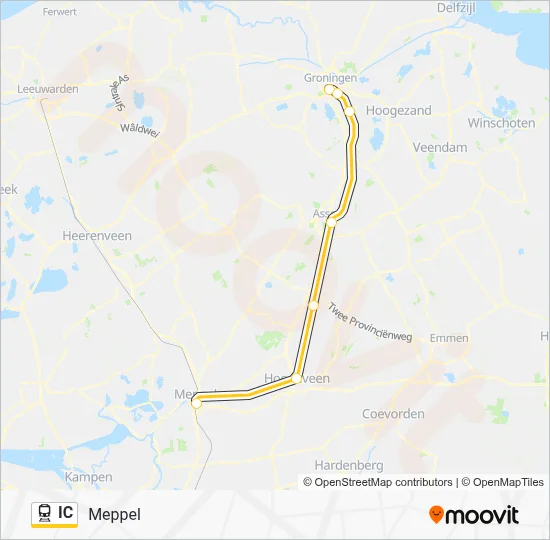Trein IC lijnkaart