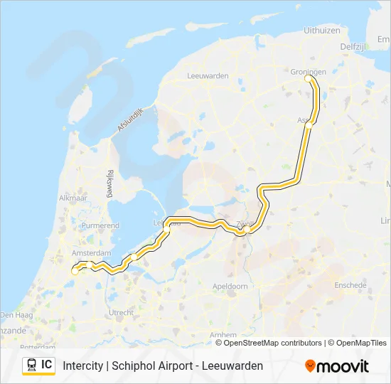 Trein IC lijnkaart