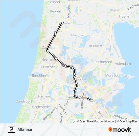 Trein STOPBUS I.P.V. TREIN lijnkaart