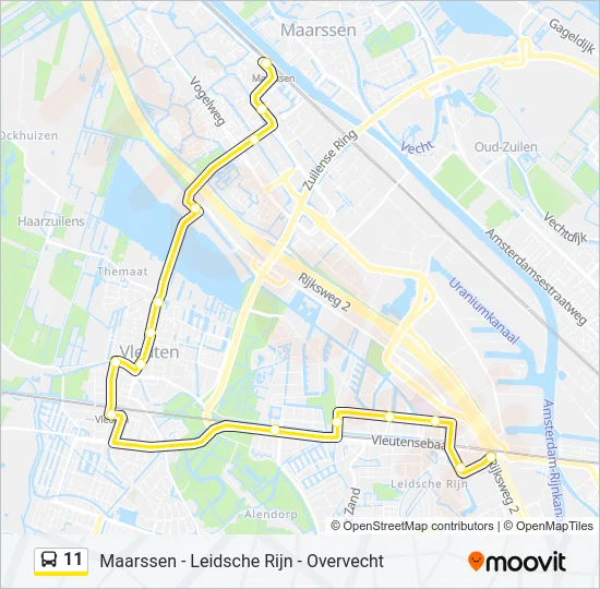 Bus 11 lijnkaart