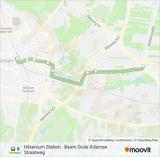Bus 9 lijnkaart