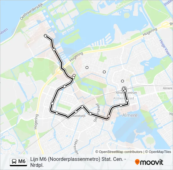 Bus M6 lijnkaart