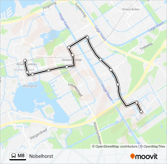 M8 Bus Line Map