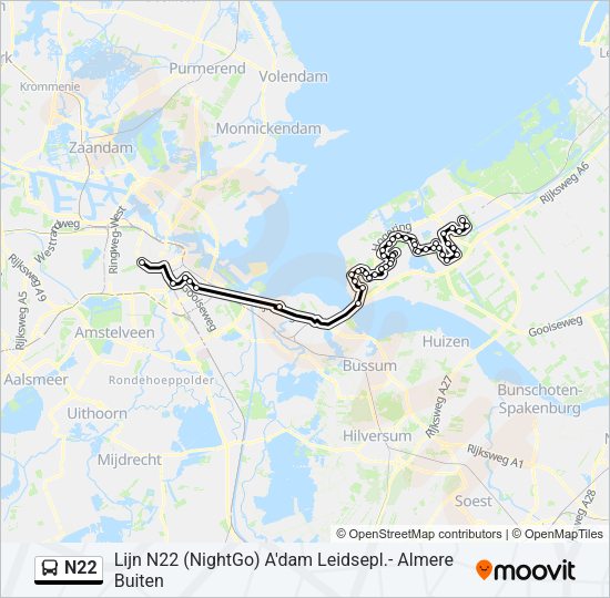 N22 Bus Line Map