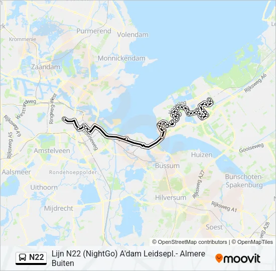 N22 Bus Line Map