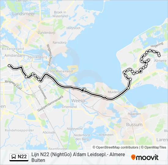 N22 Bus Line Map