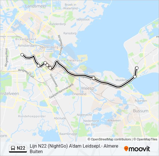 N22 Bus Line Map
