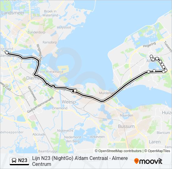 N23 Bus Line Map