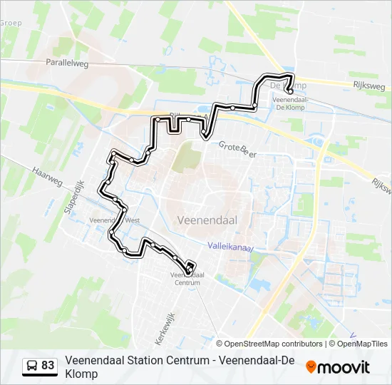 Bus 83 lijnkaart