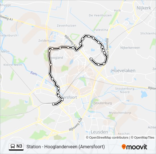 N3 Bus Line Map
