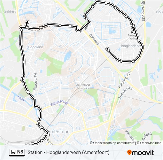 N3 Bus Line Map