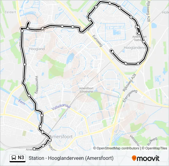 N3 Bus Line Map