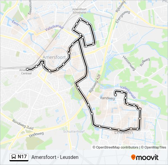 N17 Bus Line Map
