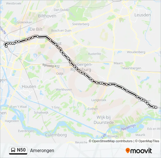 N50 Bus Line Map