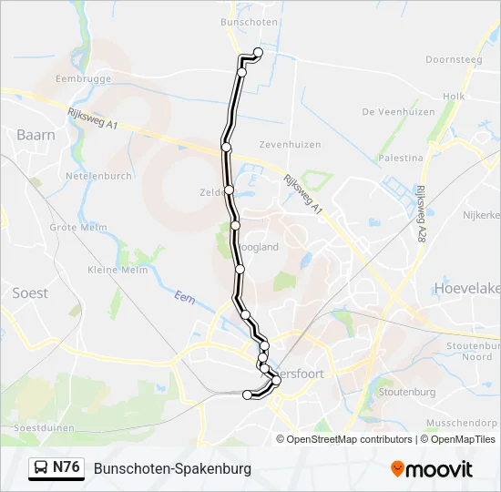 N76 Bus Line Map