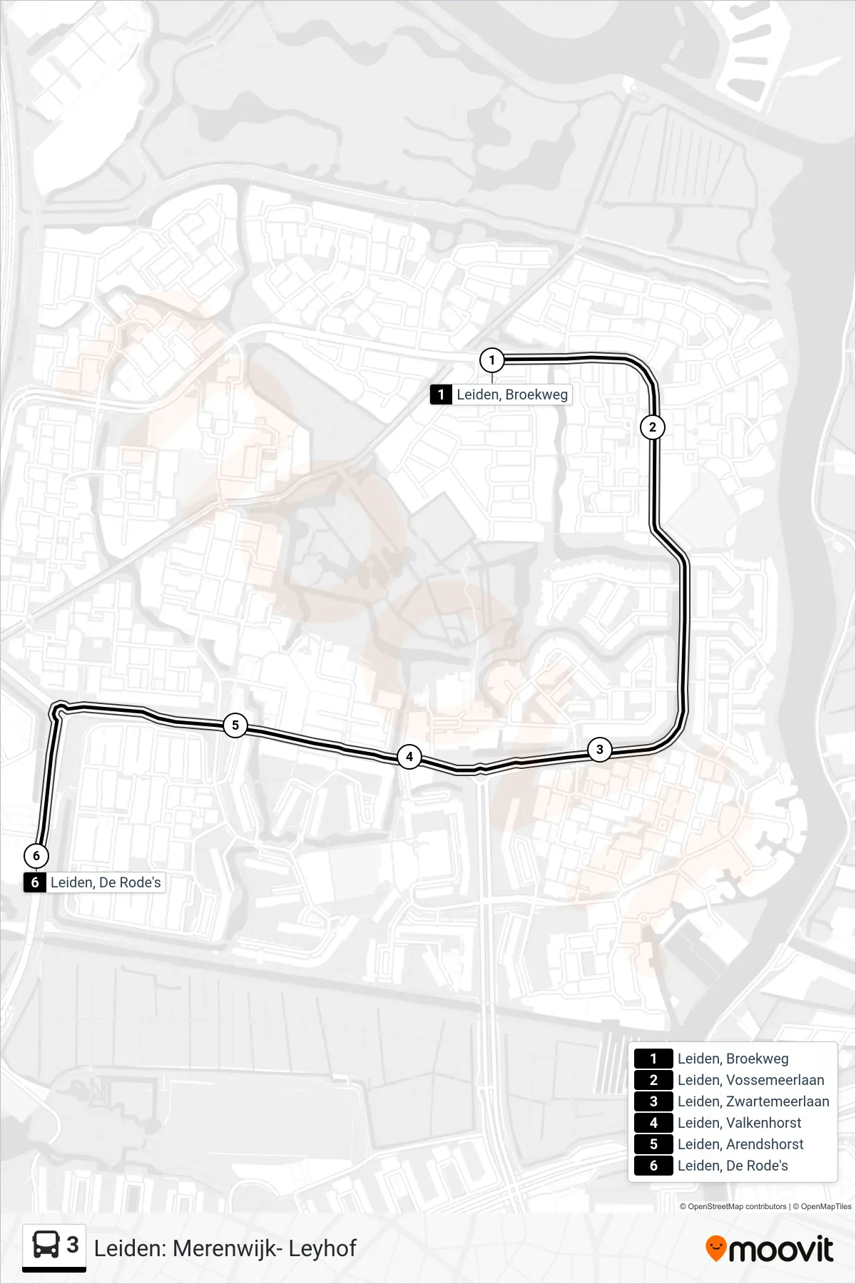 Lijn 3 (bus, Merenwijk): route en haltes op de kaart