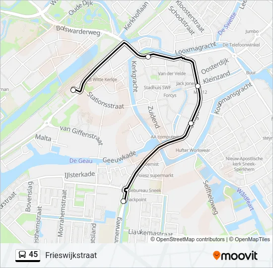 Buslinie 45 Karte