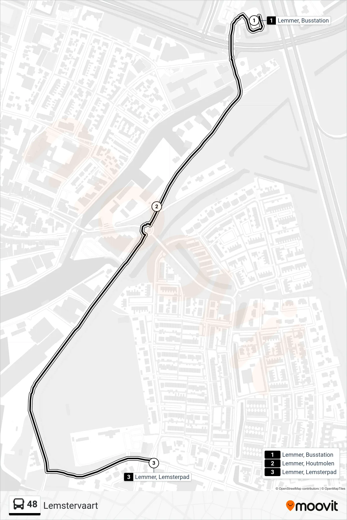 Lijn 48 (bus, Lemstervaart): route en haltes op de kaart