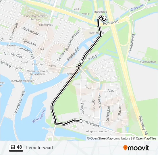 Bus 48 lijnkaart