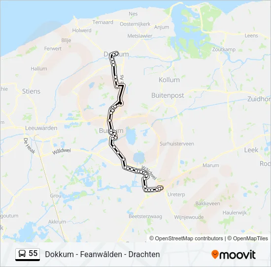 55 Bus Line Map