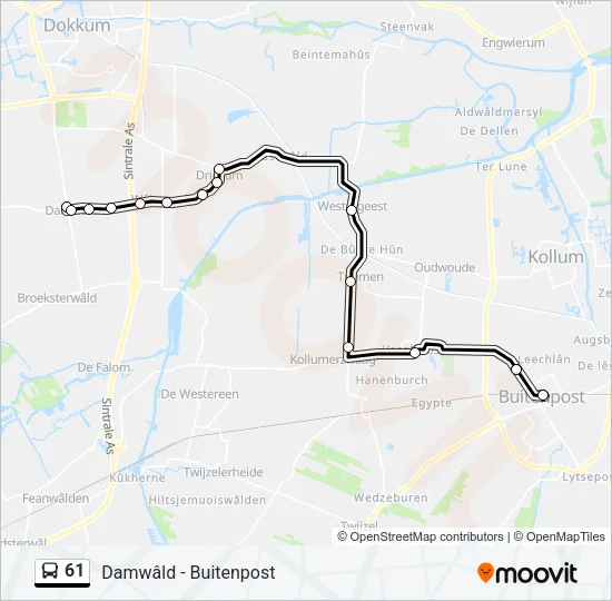 61 Bus Line Map